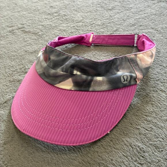 Lululemon Fast Paced Wide Band Pink Gray Athletic Running Visor Youth One Size - Picture 2 of 5